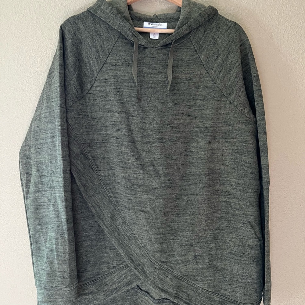 Motherhood Maternity, L, dark heather green, nursing hoodie, never worn